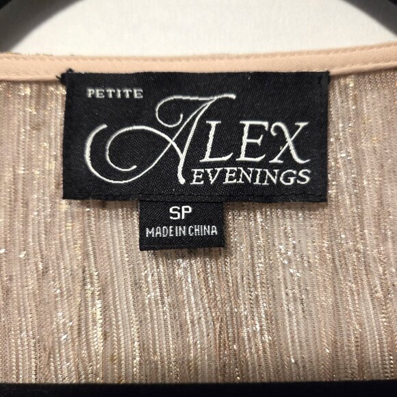 Alex Evenings Twinset Champagne Metallic Knit Size SP - Picture 4 of 7